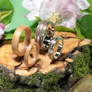 Eco wood rings sustainable wedding jewellery