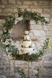 Wedding Cake floral hoop display Oxfordshire